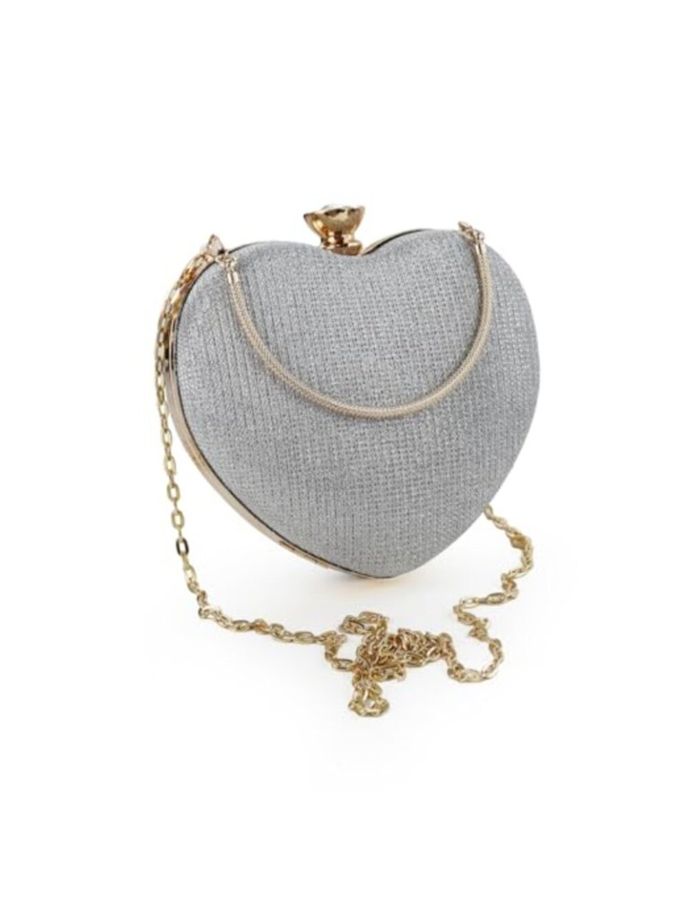 Nylon Heart Clutch Crossbody Bag with Chain Strap for Party